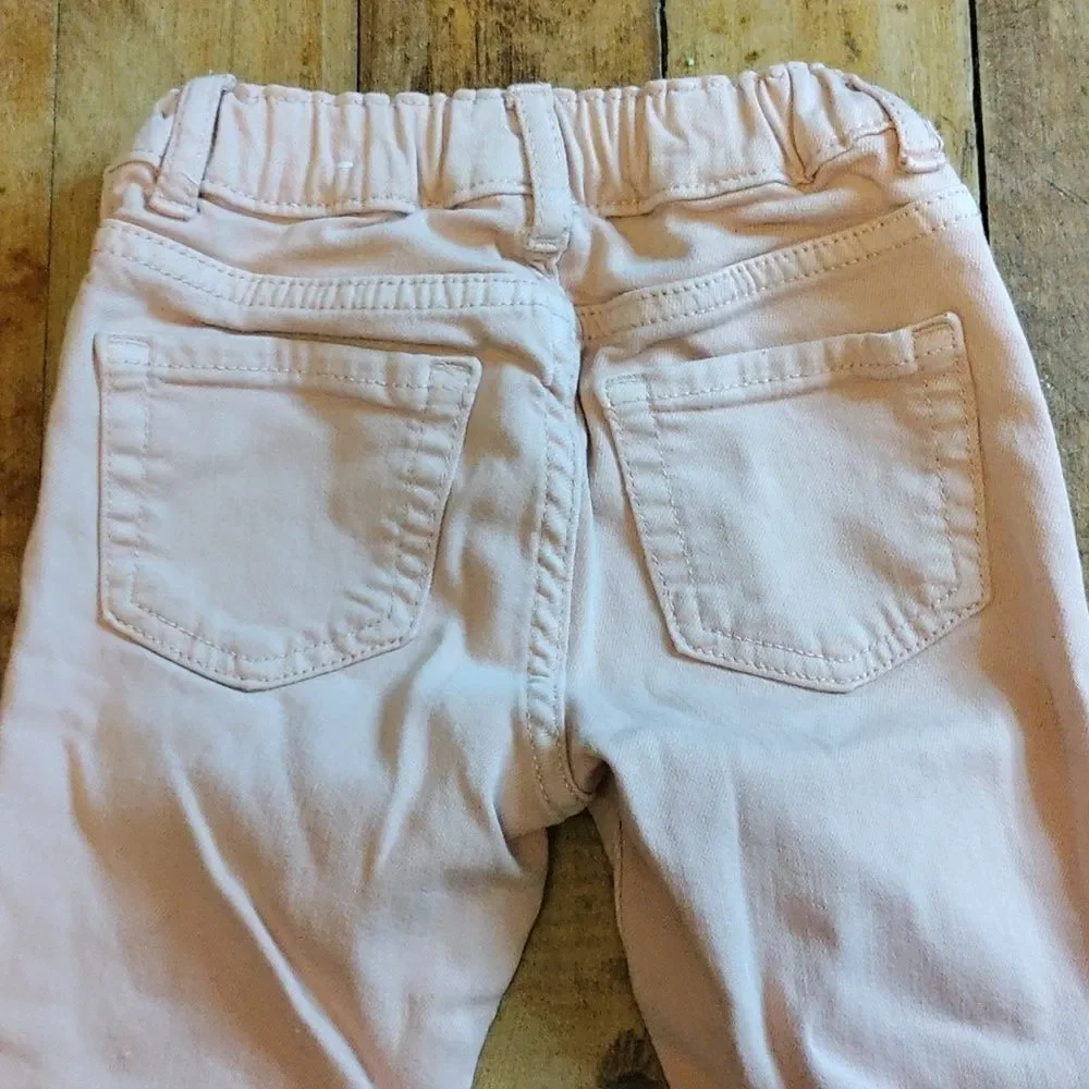 The Children's Place 4T Jeans Skinny Dark Wash Pink Adjustable Waist Cotton